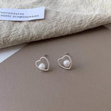 Sterling Silver Elegant Twist Love Heart Pearl Earrings