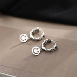 Sterling Silver Elegant Twist Smiley Face Earrings