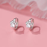 Sterling Silver Elegant Zircon Cute Cat Paw And Foot Earrings