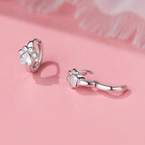 Sterling Silver Elegant Zircon Cute Cat Paw And Foot Earrings