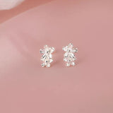 Sterling Silver Flower Screw Stud Earrings