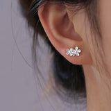 Sterling Silver Flower Screw Stud Earrings