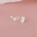 Sterling Silver Flower Screw Stud Earrings