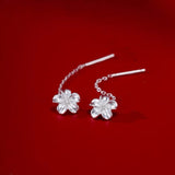 Sterling Silver Flower Threader Earrings