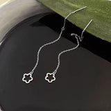 Sterling Silver Flower Threader Earrings