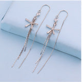 Sterling Silver Flower Threader Earrings