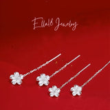 Sterling Silver Flower Threader Earrings