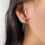 Sterling Silver Four-Leaf Flower Threader Earrings