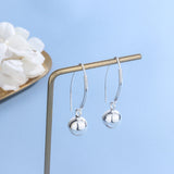 Sterling Silver Geometric Ball Bead Curved Hook Earrings