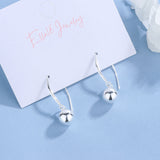 Sterling Silver Geometric Ball Bead Curved Hook Earrings