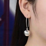 Sterling Silver Geometric Ball Bead Curved Hook Earrings