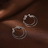 Sterling Silver Geometric Double Layer Earrings