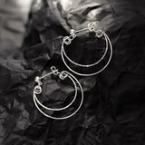 Sterling Silver Geometric Double Layer Earrings