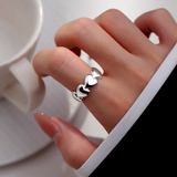 Sterling Silver Glossy Love Surround Open Rings