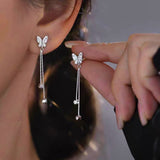 Sterling Silver Butterfly Drop Earrings