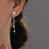 Sterling Silver Butterfly Drop Earrings