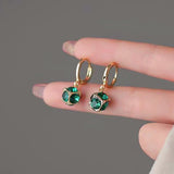 Sterling Silver Green Crystal Earrings