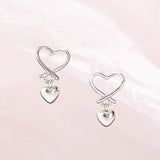 Sterling Silver Heart-Design Earrings