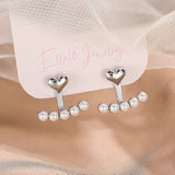 Sterling Silver Heart-Design Pearl Earrings