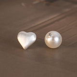 Sterling Silver Heart-Design Pearl Earrings