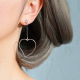 Sterling Silver Heart-Design Star Earrings