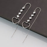 Sterling Silver Heart-Design Threader Earrings