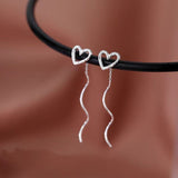 Sterling Silver Heart-Design Threader Earrings