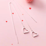 Sterling Silver Heart-Design Threader Earrings