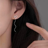 Sterling Silver Heart-Design Threader Earrings