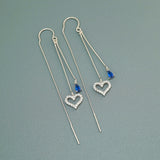 Sterling Silver Heart-Design Threader Earrings