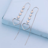 Sterling Silver Heart-Design Threader Earrings