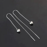 Sterling Silver Heart-Design Threader Earrings