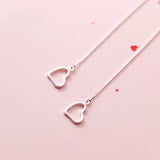 Sterling Silver Heart-Design Threader Earrings