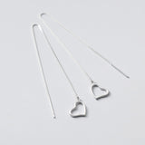 Sterling Silver Heart-Design Threader Earrings