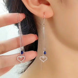 Sterling Silver Heart-Design Threader Earrings