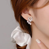 Sterling Silver Heart Artificial Pearl Stud Earrings