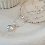 Sterling Silver Heart Stacked Broken Silver Necklaces