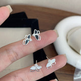 Sterling Silver Hollow Butterfly Earrings