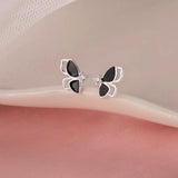 Sterling Silver Hollow Butterfly Earrings