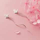 Sterling Silver Hollow Butterfly Threader Earrings