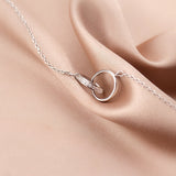 Sterling Silver Hollow Double Ring Clavicle Chain Necklaces