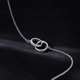 Sterling Silver Hollow Double Ring Clavicle Chain Necklaces