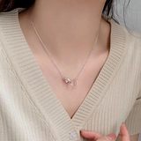 Sterling Silver Hollow Double Ring Clavicle Chain Necklaces