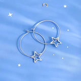 Sterling Silver Hollow Five-Pointed Star Earrings