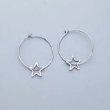 Sterling Silver Hollow Five-Pointed Star Earrings