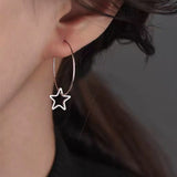 Sterling Silver Hollow Five-Pointed Star Earrings