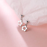 Sterling Silver Hollow Flower Pearl Earrings