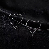 Sterling Silver Hollow Heart-Design Earrings