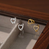 Sterling Silver Hollow Heart-Design Earrings