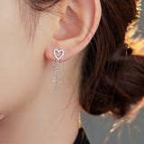 Sterling Silver Hollow Heart-Design Earrings